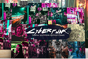 赛博朋克城市夜景LR预设/移动APP滤镜