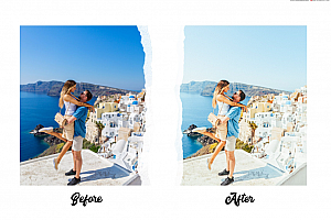 旅拍清新通透宝石蓝LR预设/APP调色滤镜