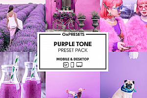 时尚紫色调风光人像Lightroom调色预设
